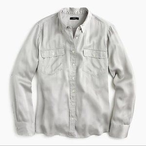 JCrew Silk Blythe Shirt - NWOT Oyster Grey